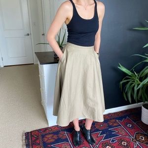 Uniqulo Khaki Circle Midi Skirt
